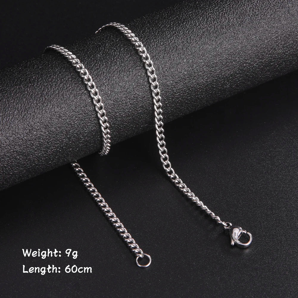 Classic Long Box Chain Necklace Men's Stainless Steel